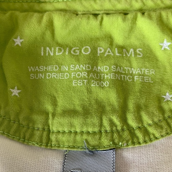 INDIGO PALMS White with lime green lining 1/4 zip front light sweatshirt-MED - Picture 6 of 9